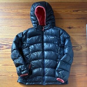 Patagonia Navy Puffer Jacket with Pink Accents